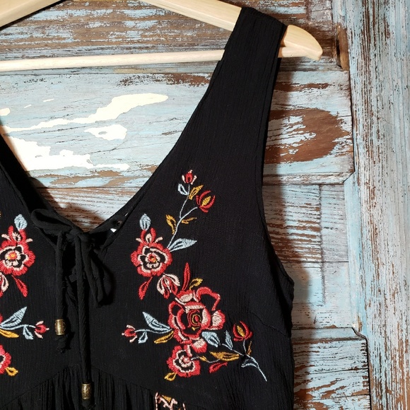 Xhilaration Floral Enbroidered Black Sundress S - Picture 6 of 9